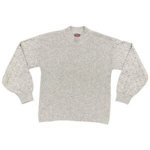 VINCE CAMUTO Bobble Stitch Long Sleeve Knit Heather Gray minimalist raw sweater